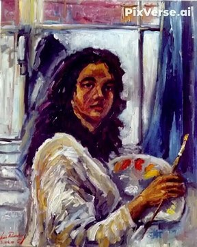 portrait Karine Lemoine par Louis RUNEMBERG artiste peintre 1999