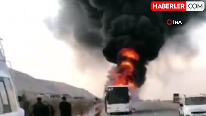 Batman'da Seyir Halindeki Yolcu Otobüsü Alev Aldı