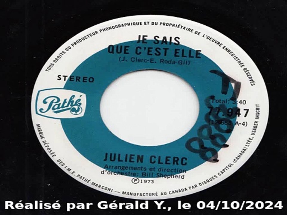 Julien Clerc_Je sais que c'est elle (1973)