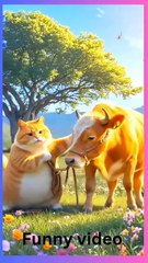 A cat attacked a cow 🐄