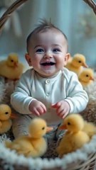 Duckling playing with adorable baby #duckling #adorable #baby #viral #fyp #trending #foryou #everyone #highlights #viralvideo #us #uk #virlausvideo #Trending