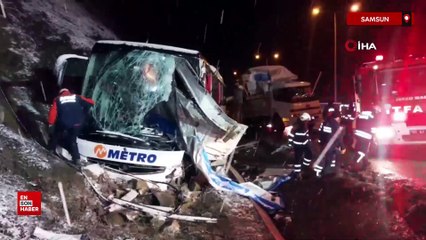 Samsun'da yolcu otobüsü kamyonla çarpıştı