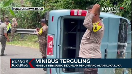 Minibus Plat Merah Terguling Sejumlah Penumpang Alami Luka Luka