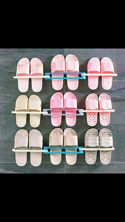 3 In 1 Shoes Rack Wall Mounted Folding Slippers Shoes Bathroom Towel Hanger Organizer Rack In House Shoes Stand Hanging Shelf Rack Holder For Multipurpose Use(random Color)