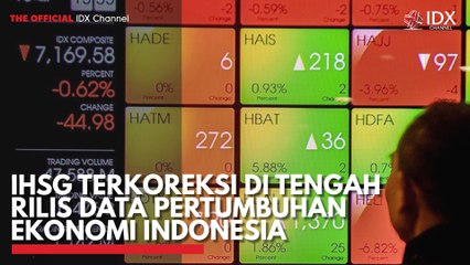 IHSG Terkoreksi di Tengah Rilis Data Pertumbuhan Ekonomi