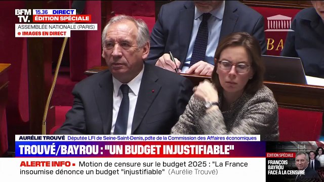 Censure du budget: Oui il y a un budget, c'est celui de la loi spéciale assure Aurélie Trouvé (LFI)