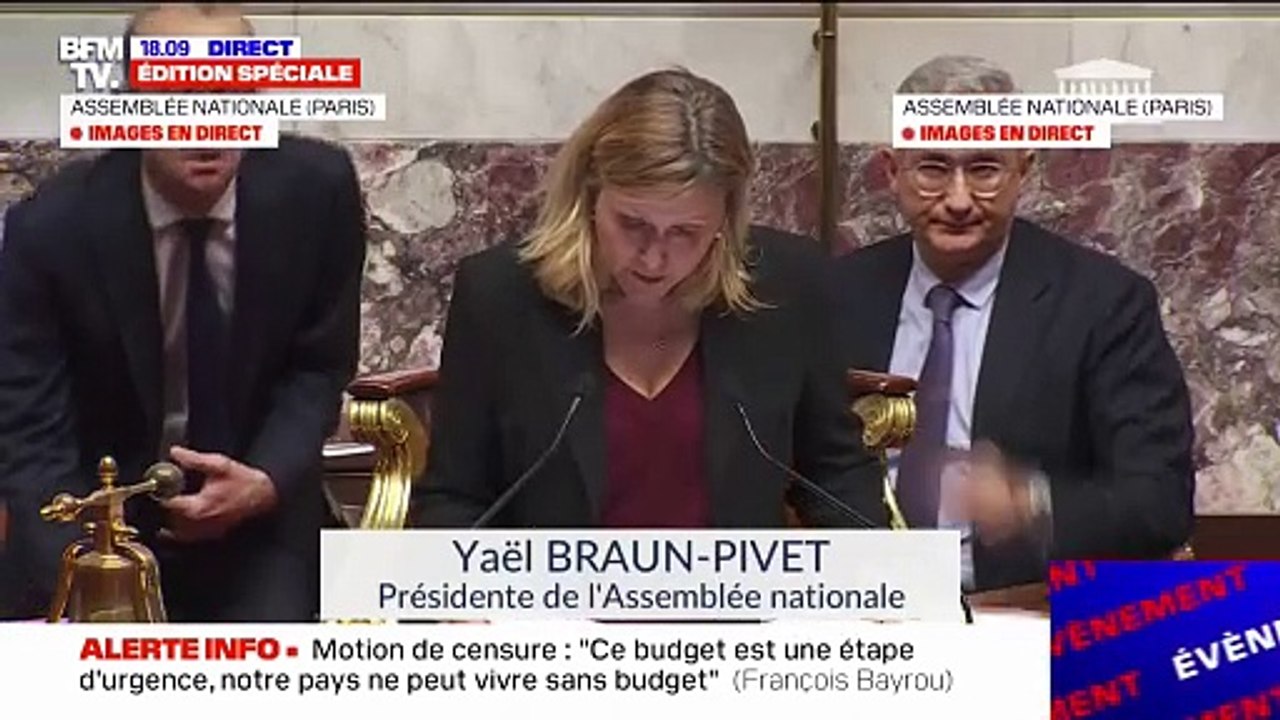 Assemblée Nationale - La motion de censure n'a récolté que 128 voix, loin des 288 voix nécessaires. Le budget de l'État est adopté par l'Assemblée nationale.