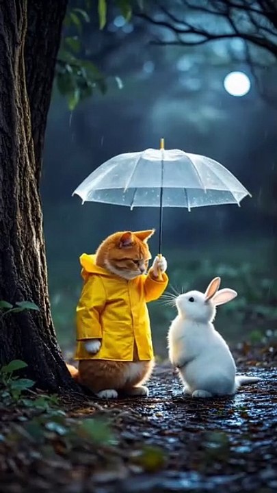 Cat Friendship with Rabbit 🐰