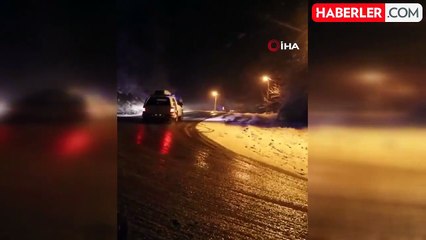 Kar yağışı kazayı beraberinde getirdi: Cip şarampole yuvarlandı, 3 yaralı