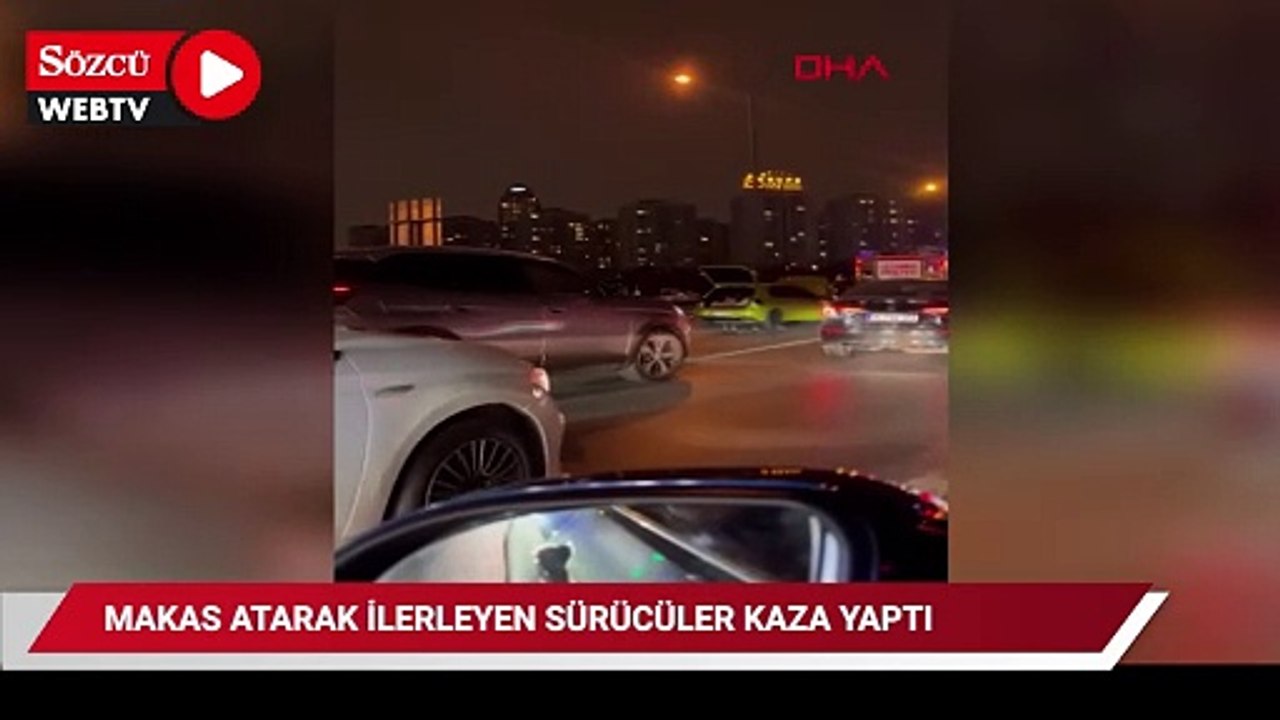 Makas atarak ilerleyen sürücüler kaza yaptı