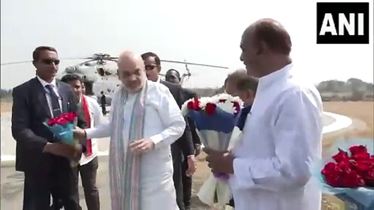 चंद्रगिरि तीर्थ में आयोजित विनयांजली समारोह में शामिल होने अमित शाह पहुंचे रायपुर
