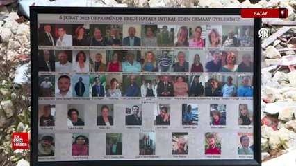 Hatay'da depremde ölenler için kilise enkazı önünde ayin yapıldı