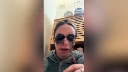 Women attempts to wipe off mascara but is left looking like Batman