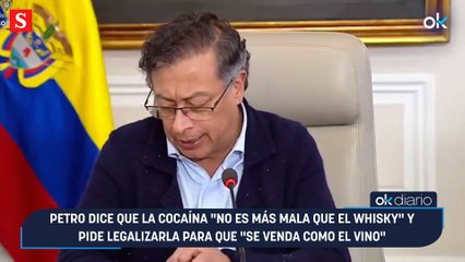 Petro dice que la cocaína "no es más mala que el whisky" y pide legalizarla para que "se venda como el vino"