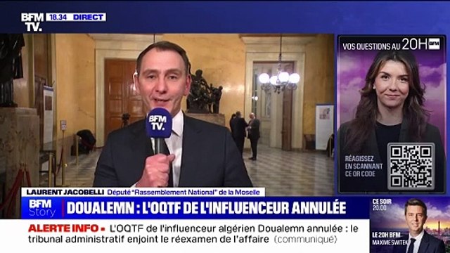 OQTF de Doualemn annulée par la justice: Un tribunal applique la loi, c'est donc la loi qu'il faut changer , affirme Laurent Jacobelli (RN)