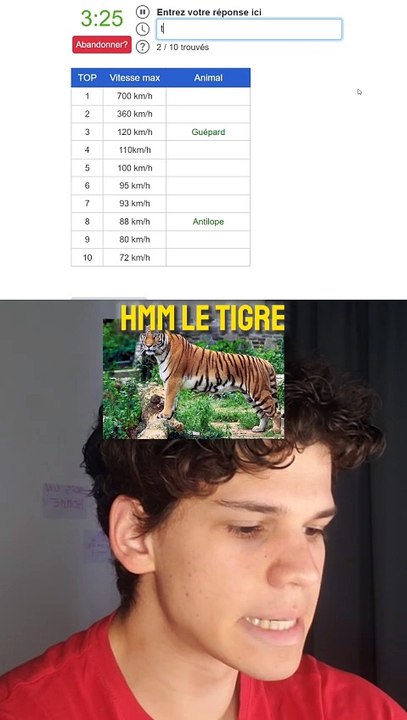 Les animaux les + rapides