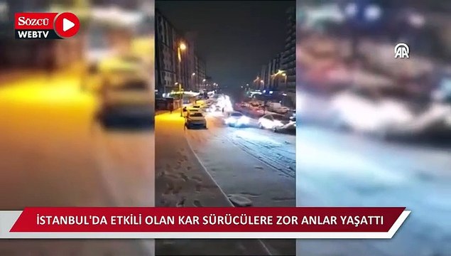 İstanbul'da etkili olan kar sürücülere zor anlar yaşattı