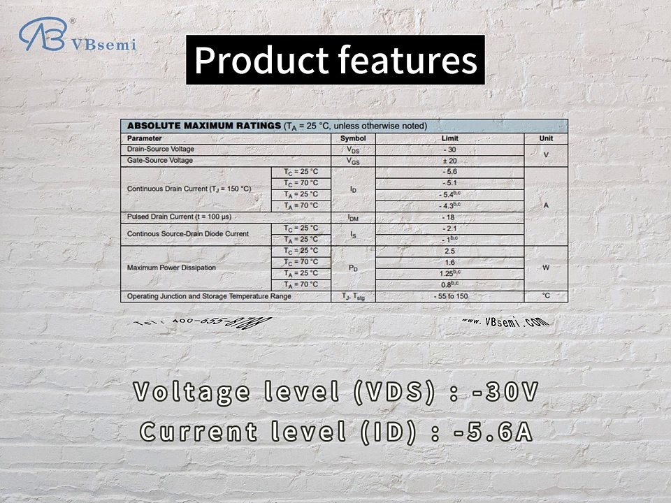 SI2307BDS-T1-GE3-VB is a SOT23 package P-Channel field effect MOS tube