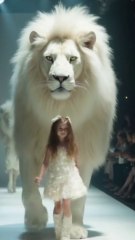 Big lion --Cute baby --fashion show   #lion #baby