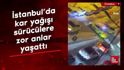 İstanbul'da kar yağışı sürücülere zor anlar yaşattı