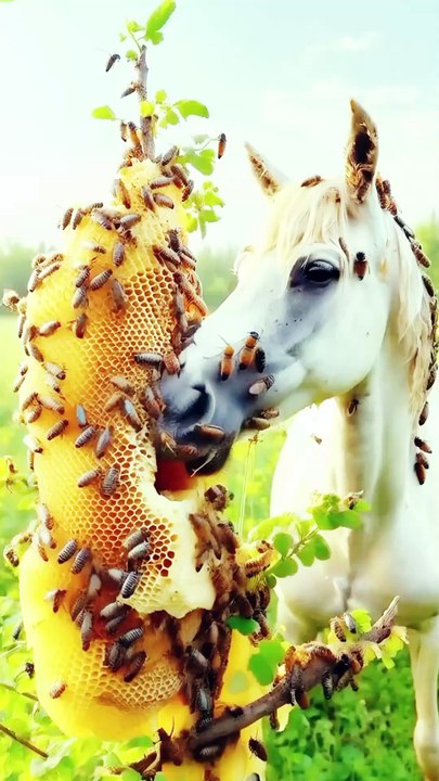 A horse covered by Honey cooked rescue team help