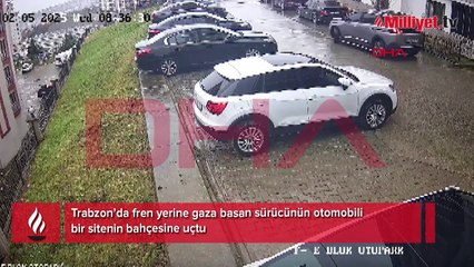 Fren yerine gaza bastı, site bahçesine uçtu! O anlar kamerada