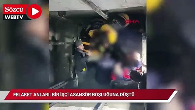 Felaket anları: Bir işçi asansör boşluğuna düştü