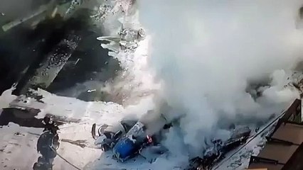 incendio del colectivo al que le cayó una avioneta