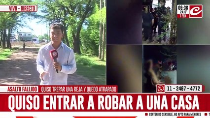 Vecinos casi lichan a ladron: quedo enganchado en la reja