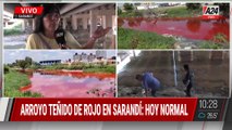 ✋ ARROYO SARANDÍ TEÑIDO DE ROJO: INVESTIGAN QUÉ SUSTANCIA PRODUJO LA CONTAMINACIÓN