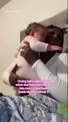 Crying baby calms down when she heard late mother's