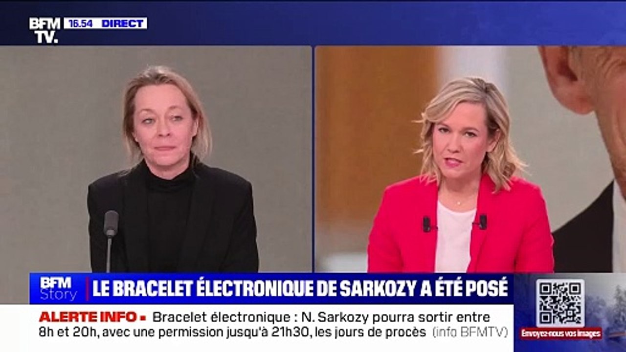 La présentatrice de BFM TV ironise sur le bracelet électronique posé sur Nicolas Sarkozy : "Il n'a pas mis un short pour aller courir aujourd'hui ! Il a mis un jogging..."