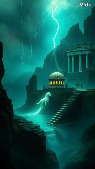 ai generated thuder horse raining amazing view like horror