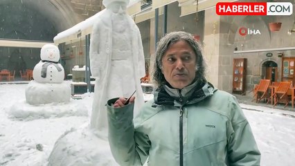Kayseri'de Karla Mimar Sinan Heykeli Yapıldı