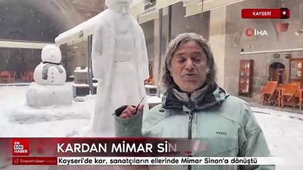Kayseri'de kardan Mimar Sinan yaptılar