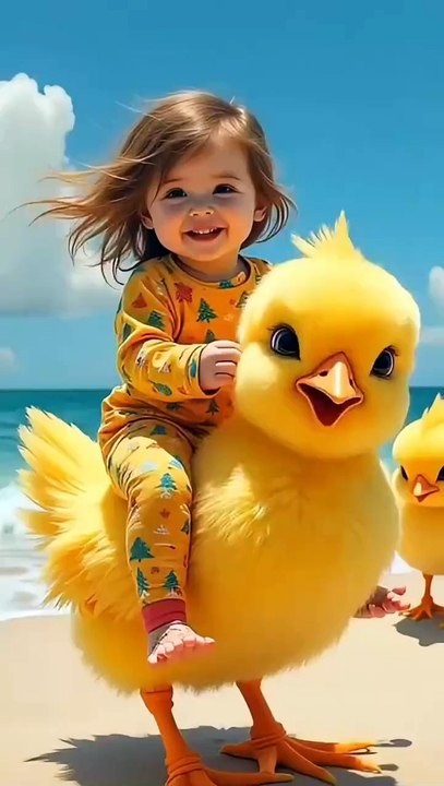 chicken and baby fun