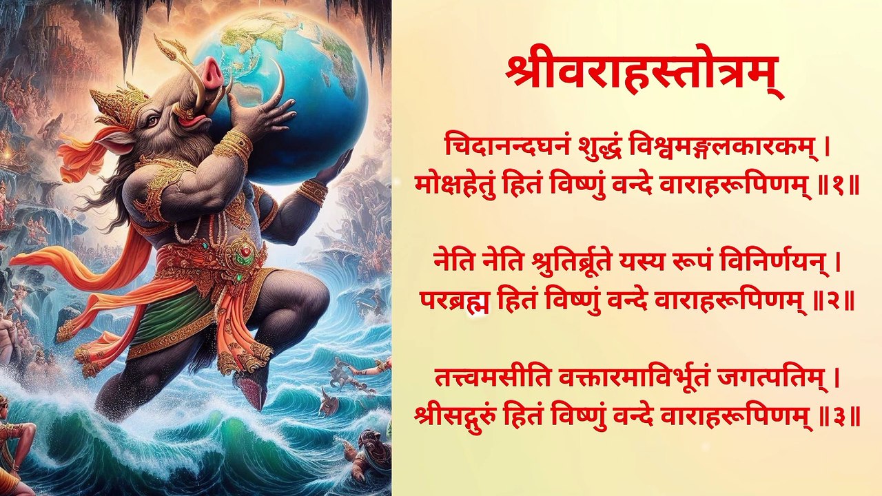 Varaha Stotram | वराह स्तोत्र | वाराह द्वादशी स्तोत्र | Vande Varaha Rupinam | Varah Stotra With Lyrics