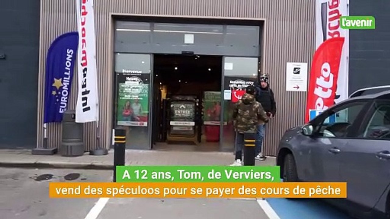 A 12 ans, Tom, de Verviers, vend des spéculoos devant les magasins pour se payer des cours de pêche
