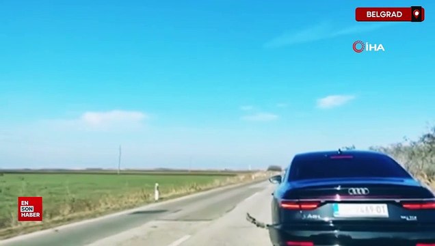 Belgrad'da Sırbistan Cumhurbaşkanı’nın içinde bulunduğu aracın lastiği fırladı