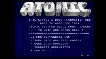 Amiga Cracktro First German Intro By Atomic (1992)