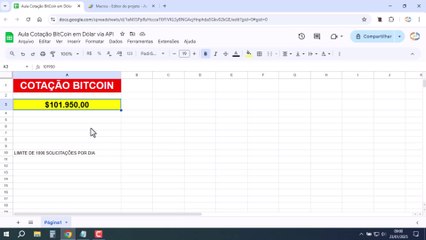 Alternativa para Exibir a Cotação do BitCoin no Google Planilhas