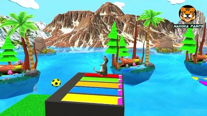 Long Slide Game With Cat Tiger Gorilla Cow and Dinosaur Funny 3D Animals Game