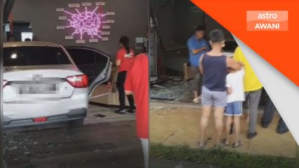 Padah lupa matikan enjin, kereta rempuh kedai