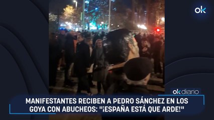 Manifestantes reciben a Pedro Sánchez en los Goya con abucheos: "¡España está que arde!"