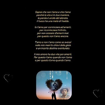 Saprai che non t'amo e che t'amo - tratto da PABLO NERUDA, Cento sonetti d'amore (Firenze, Passigli 1996) – letto nella traduzione italiana e poi nella versione originale Saprai che non t'amo e che t'amoPABLO NERUDALegge Rodolfo Vettor ❤️❤️❤️