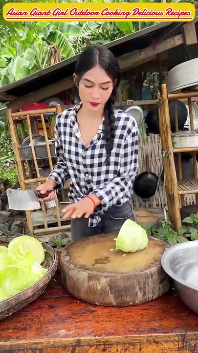 Asian Giant Girl Outdoor Cooking Delicious Recipes
