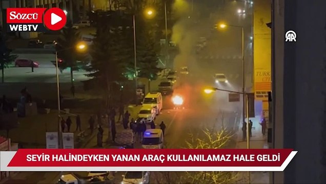 Seyir halindeyken alev alan araç kullanılamaz hale geldi