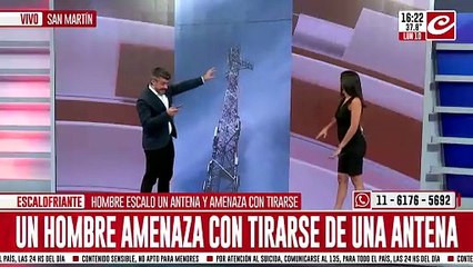 Un hombre amenaza con tirarse de una antena: escaló más de 50 metros de altura