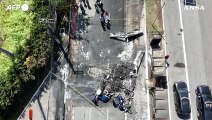 Brasile,  incidente aereo a San Paolo: una veduta dall'alto dei rottami