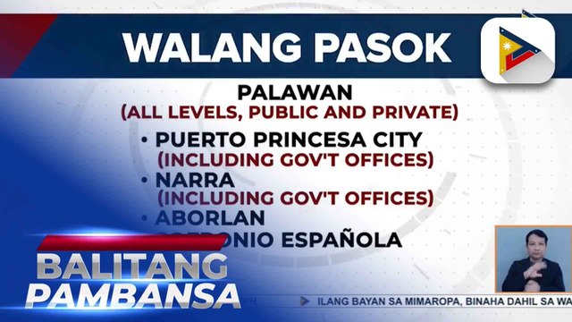 Pasok sa trabaho at eskwelahan sa ilang bayan sa Palawan at Oriental Mindoro, suspendido dahil sa pagbaha